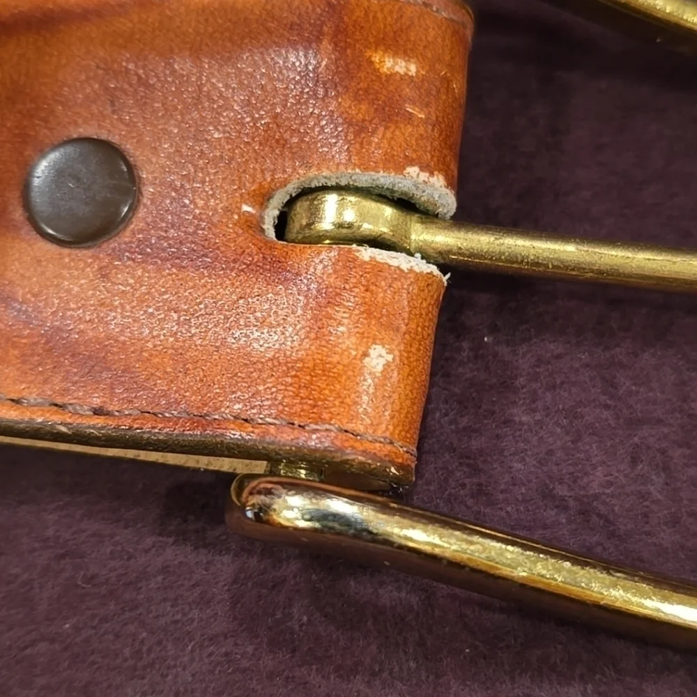 Tony Lama Leather Belt w/ Cowhide